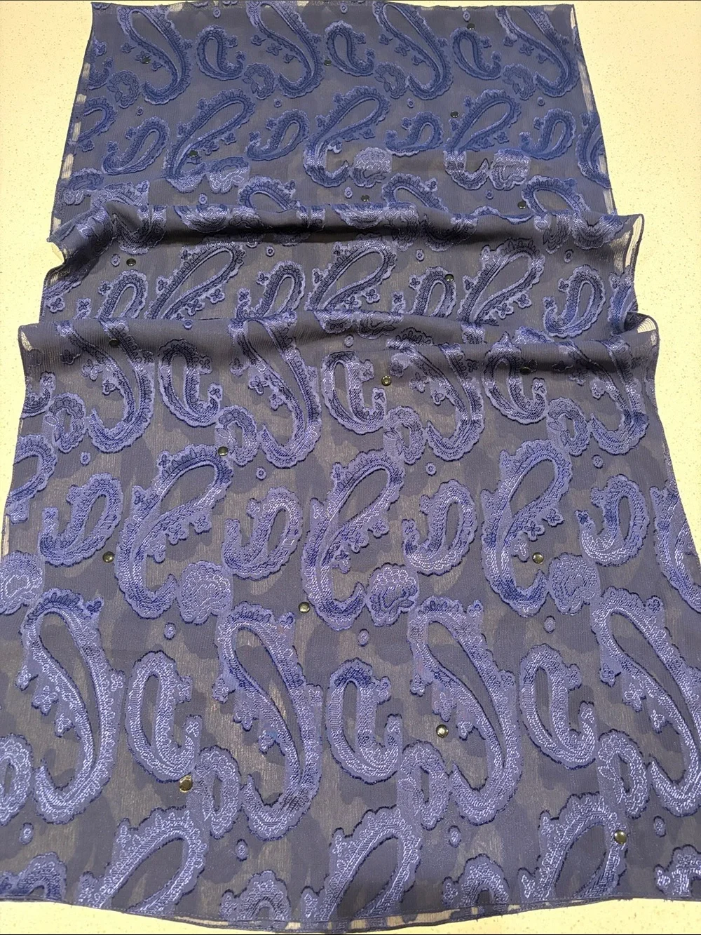 Echo -vintage Navy Blue Paisley Embroidered and studded Scarf